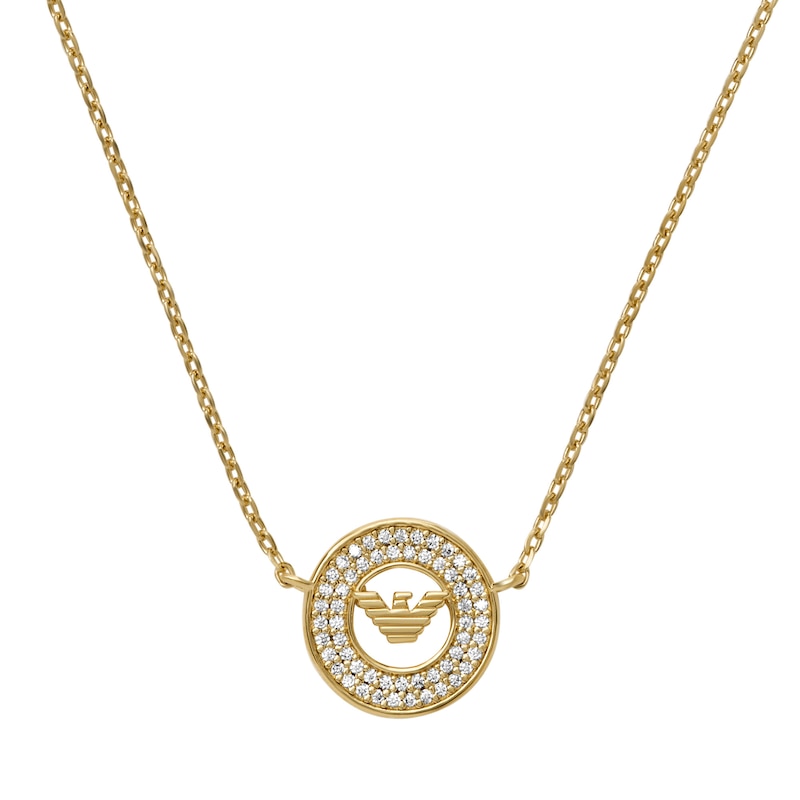 Main Image 1 of Emporio Armani Gold Tone 14&quot; Cubic Zirconia Round Pendant Necklace