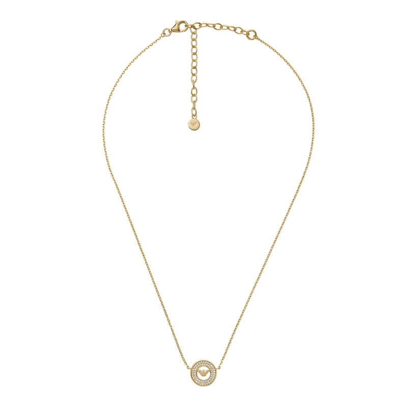 Main Image 2 of Emporio Armani Gold Tone 14&quot; Cubic Zirconia Round Pendant Necklace