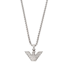 Emporio Armani Stainless Steel Logo Pendant Necklace