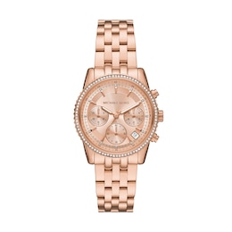 Michael Kors Ritz Ladies' 35mm Chronograph Rose Gold Tone Bracelet Watch