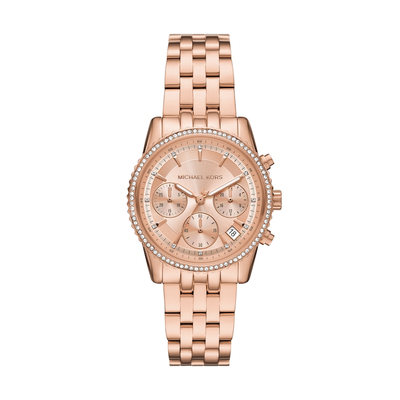 Main Image 1 of Michael Kors Ritz Ladies' 35mm Chronograph Rose Gold Tone Bracelet Watch