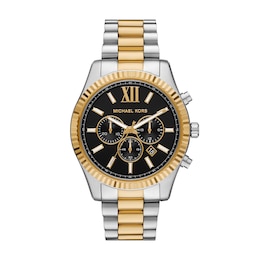 Michael Kors Lexington Men's Black Dial & Two Tone Bracelet Watch