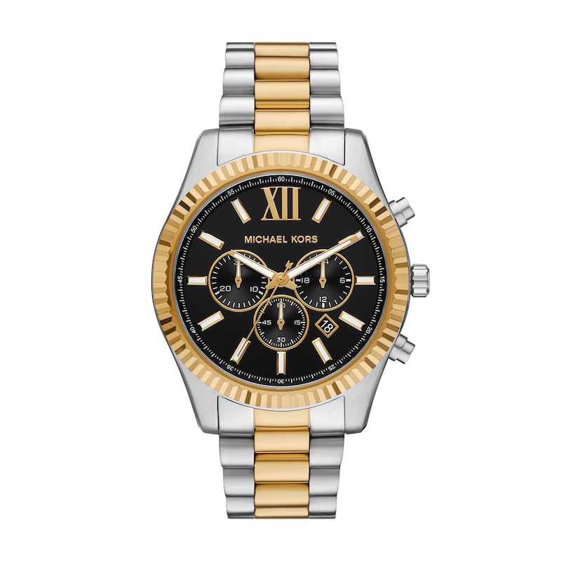 Main Image 1 of Michael Kors Lexington Men's Black Dial & Two Tone Bracelet Watch