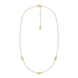 Michael Kors Premium 14ct Gold Plated 17 MK Station Necklace