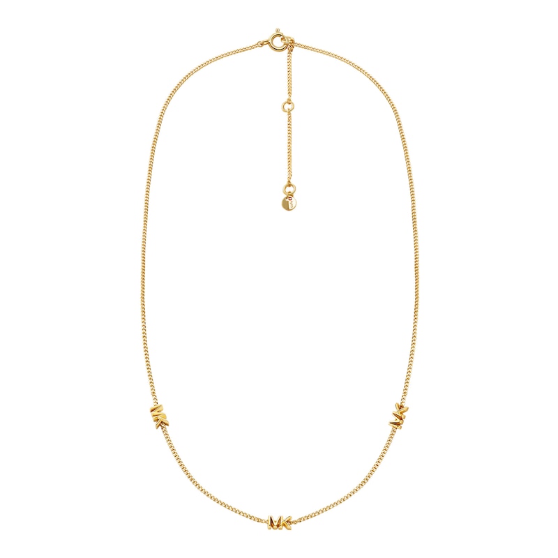 Main Image 1 of Michael Kors Premium 14ct Gold Plated 17 MK Station Necklace