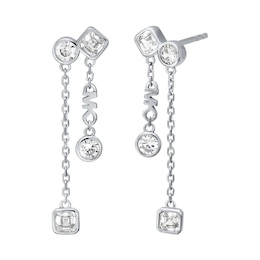 Michael Kors Brillance Sterling Silver & Cubic Zirconia Bezel Set Drop Earrings