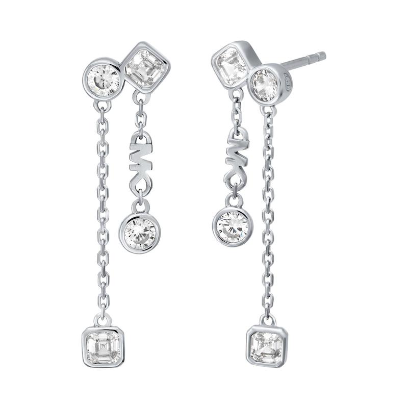 Main Image 1 of Michael Kors Brillance Sterling Silver & Cubic Zirconia Bezel Set Drop Earrings