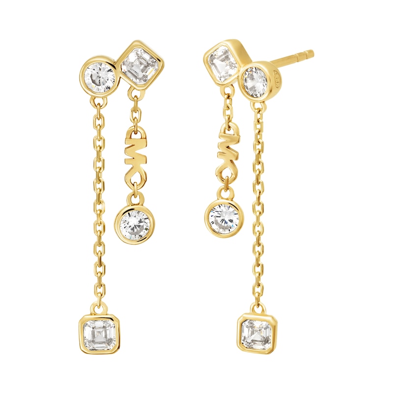 Main Image 1 of Michael Kors Brillance 14ct Gold Plated & Cubic Zirconia Bezel Set Drop Earrings