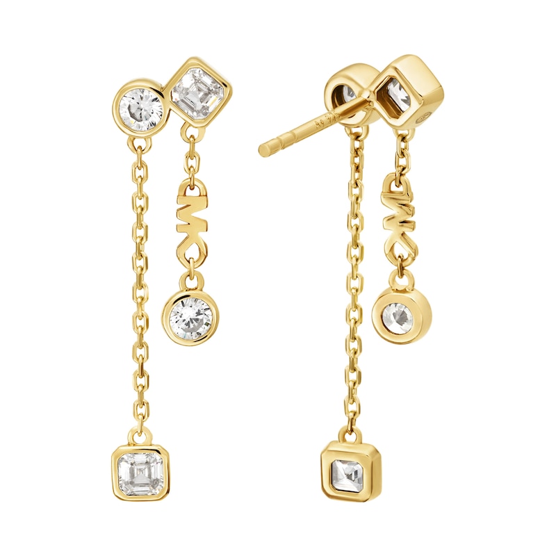 Main Image 2 of Michael Kors Brillance 14ct Gold Plated & Cubic Zirconia Bezel Set Drop Earrings