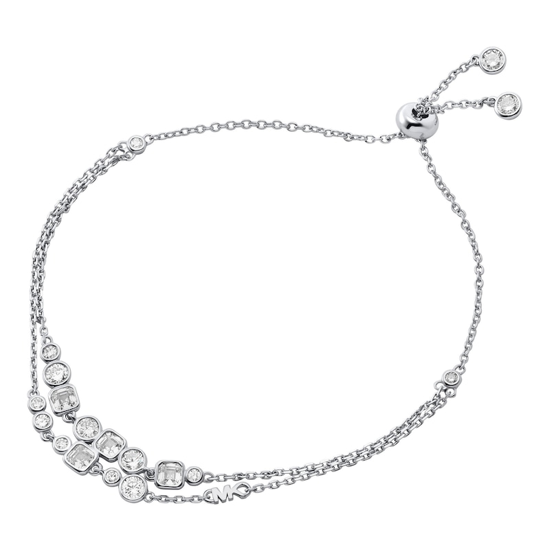 Main Image 1 of Michael Kors Brillance Sterling Silver & Cubic Zirconia Bezel Set Bolo Bracelet