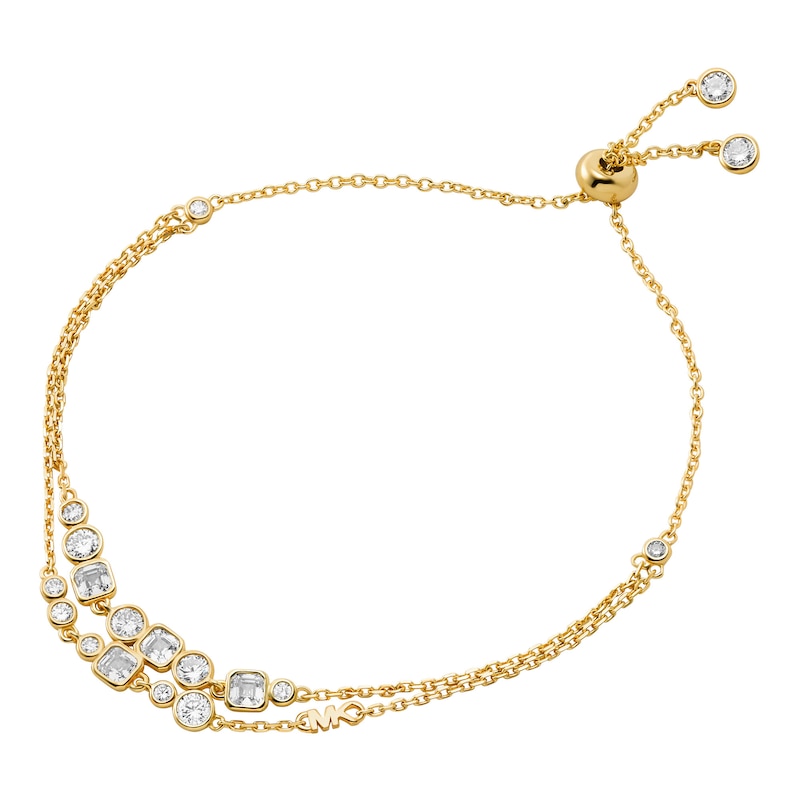 Main Image 1 of Michael Kors Brillance 14ct Gold Plated & Cubic Zirconia Bezel Set Bolo Bracelet