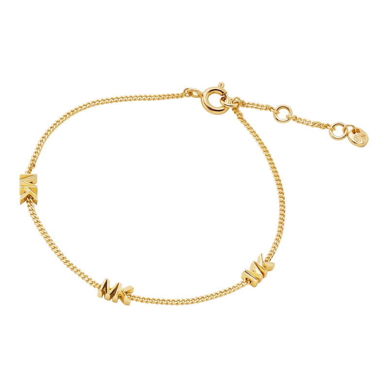 Main Image 1 of Michael Kors Premium 14ct Gold Plated 6.2&quot; MK Station Bracelet