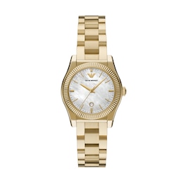 Emporio Armani Ladies' 32mm Mother Of Pearl Dial & Gold Tone Bracelet Watch