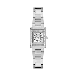 Emporio Armani Ladies' Rectangle Crystal Stainless Steel Bracelet Watch