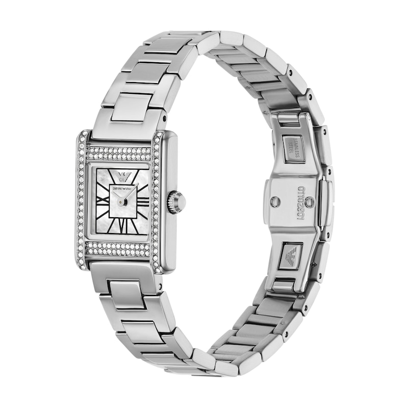 Main Image 2 of Emporio Armani Ladies' Rectangle Crystal Stainless Steel Bracelet Watch