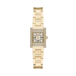 Emporio Armani Ladies' Rectangle Crystal Gold Tone Bracelet Watch