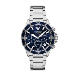 Emporio Armani Men's Chronograph Blue Dial & Stainless Steel Watch