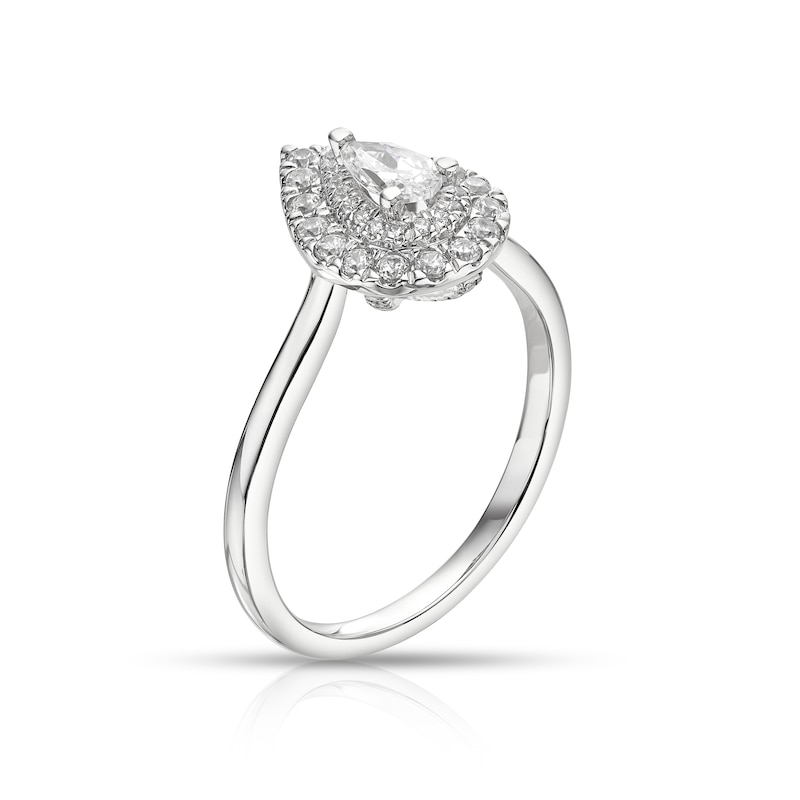 Main Image 2 of Platinum 0.50ct Diamond Pear Shaped Double Halo Ring