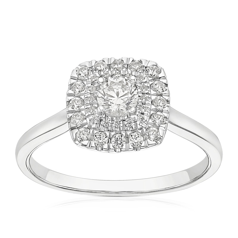 Main Image 1 of Platinum 0.50ct Diamond Cushion Shaped Double Halo Ring