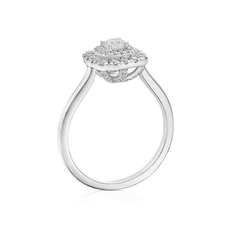 Main Image 3 of Platinum 0.50ct Diamond Cushion Shaped Double Halo Ring