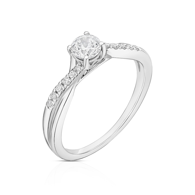 Main Image 2 of Platinum 0.50ct Diamond Twisted Shoulder Solitaire Ring