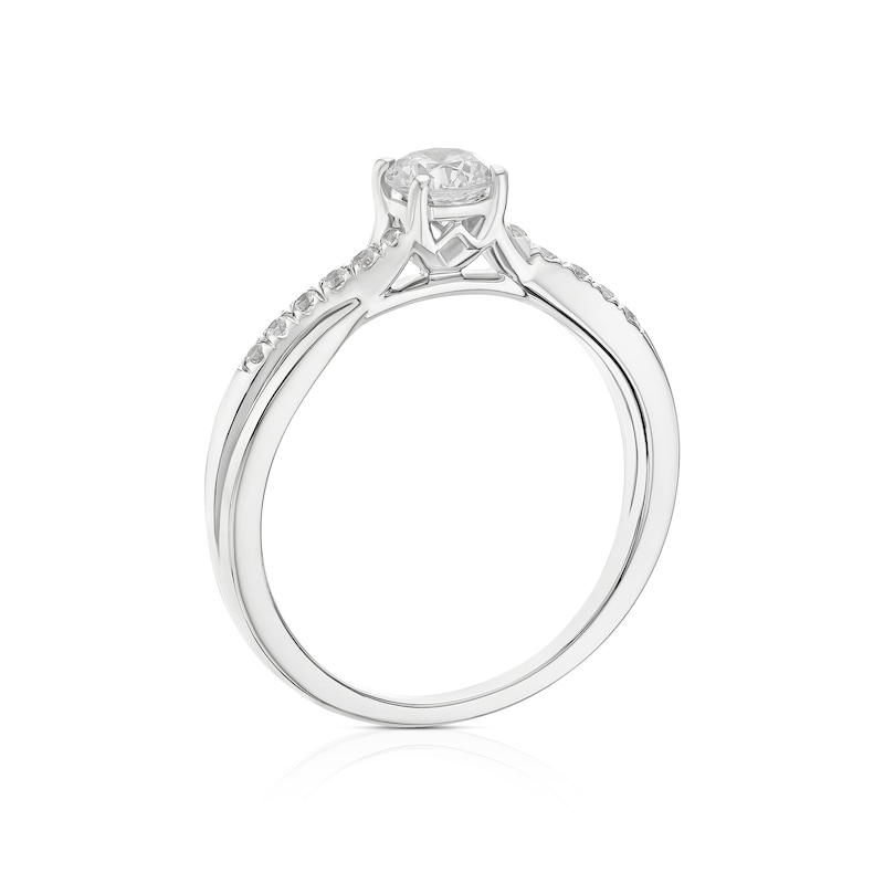 Main Image 3 of Platinum 0.50ct Diamond Twisted Shoulder Solitaire Ring