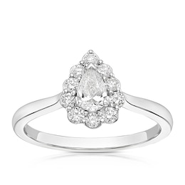 18ct White Gold 0.50ct Diamond Pear Shaped Halo Ring