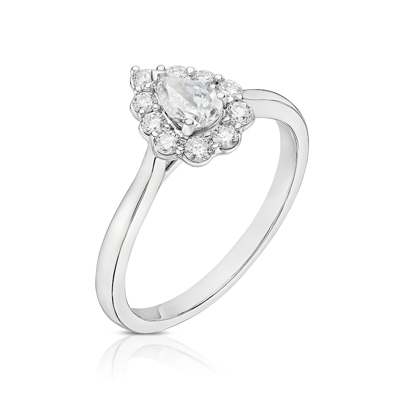 Main Image 2 of 18ct White Gold 0.50ct Diamond Pear Shaped Halo Ring