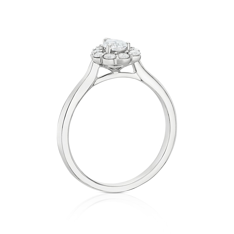 Main Image 3 of 18ct White Gold 0.50ct Diamond Pear Shaped Halo Ring