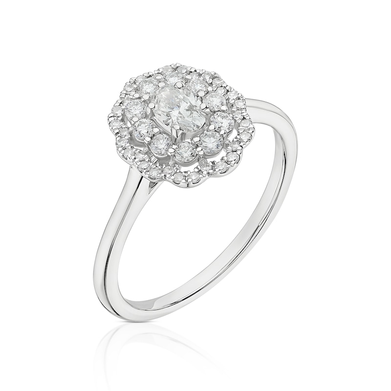 Main Image 2 of 18ct White Gold 0.50ct Diamond Scallop Shaped Double Halo Ring