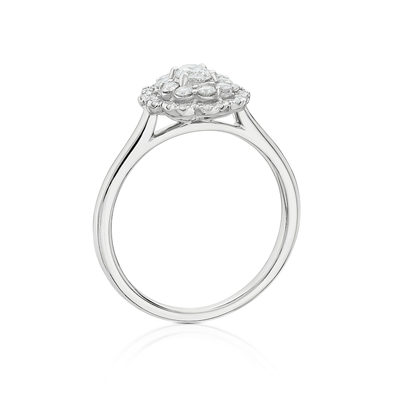 Main Image 3 of 18ct White Gold 0.50ct Diamond Scallop Shaped Double Halo Ring