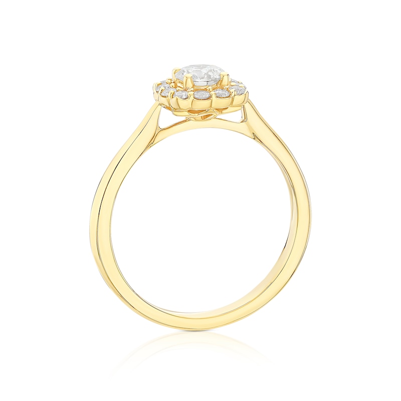 Main Image 3 of 18ct Yellow Gold 0.50ct Diamond Cushion Shaped Halo Ring