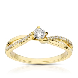 9ct Yellow Gold 0.25ct Diamond Twisted Shoulder Solitaire Ring