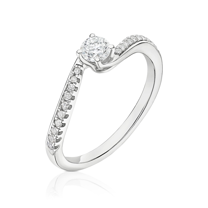 Main Image 2 of 9ct White Gold 0.33ct Diamond Twisted Solitaire Ring