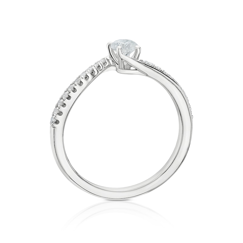 Main Image 3 of 9ct White Gold 0.33ct Diamond Twisted Solitaire Ring