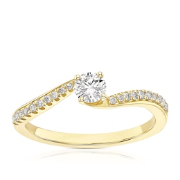 9ct Yellow Gold 0.33ct Diamond Twisted Solitaire Ring