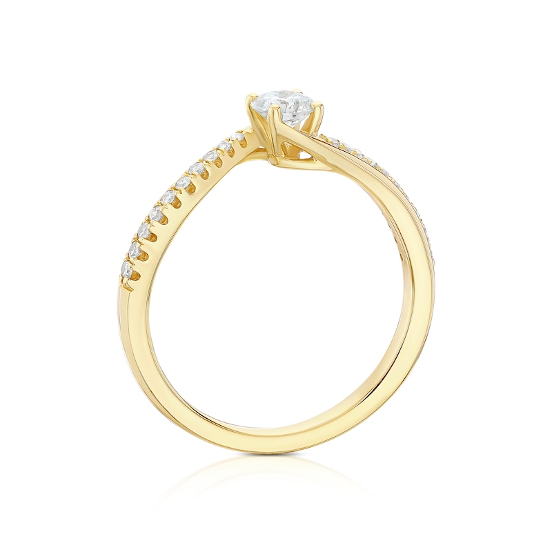 Main Image 3 of 9ct Yellow Gold 0.33ct Diamond Twisted Solitaire Ring