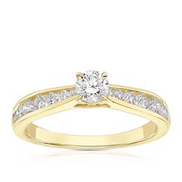 18ct Yellow Gold 0.75ct Diamond Channel Set Solitaire Ring