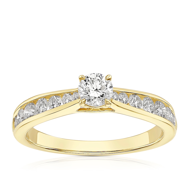 Main Image 1 of 18ct Yellow Gold 0.75ct Diamond Channel Set Solitaire Ring