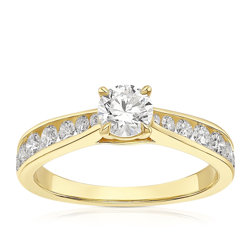 Main Image 1 of 18ct Yellow Gold 1ct Diamond Channel Set Solitaire Ring