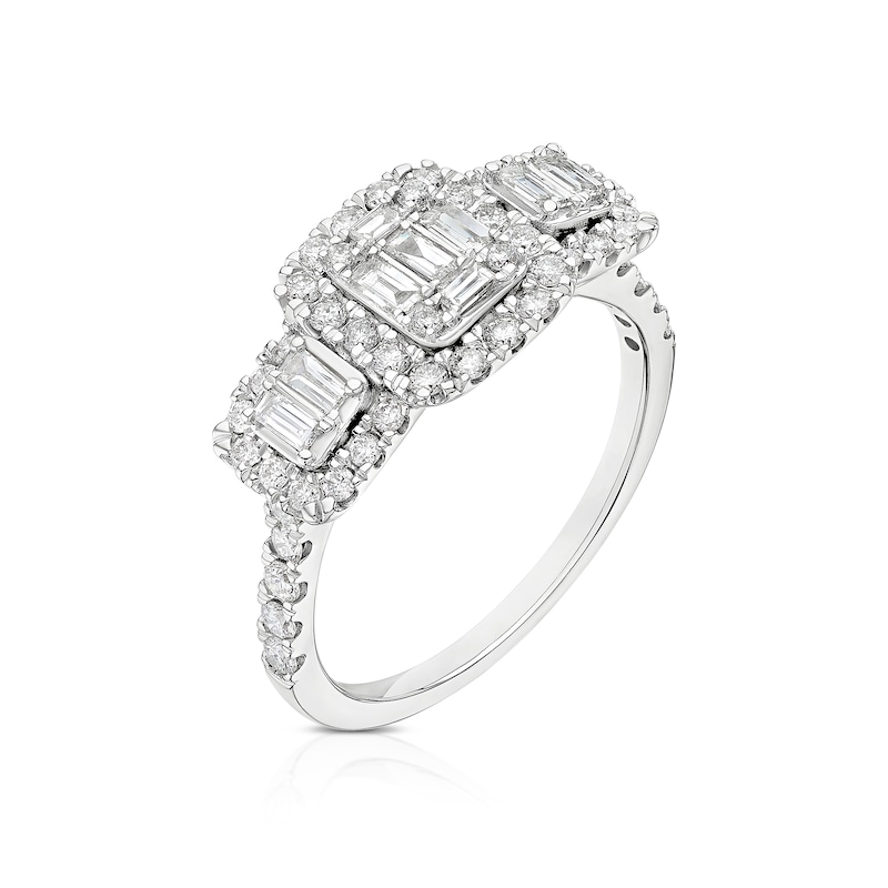 Main Image 2 of 9ct White Gold 0.75ct Diamond Trilogy Ring