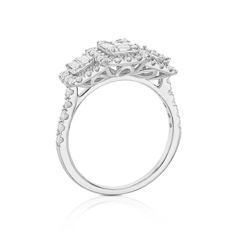 Main Image 3 of 9ct White Gold 0.75ct Diamond Trilogy Ring