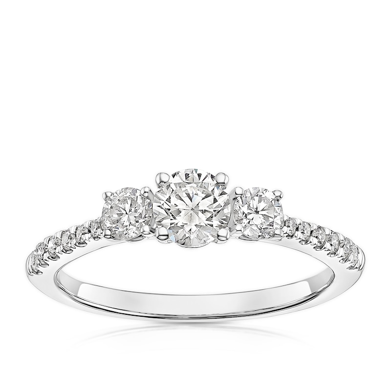 Main Image 1 of 18ct White Gold 0.75ct Diamond Trilogy Ring