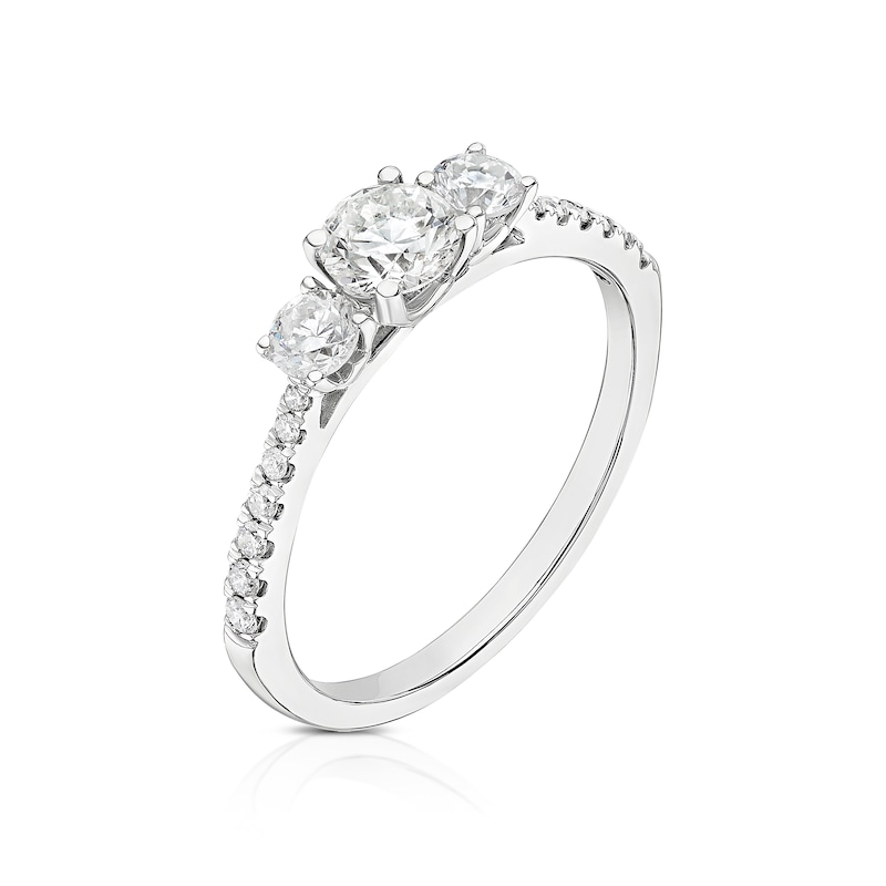 Main Image 2 of 18ct White Gold 0.75ct Diamond Trilogy Ring