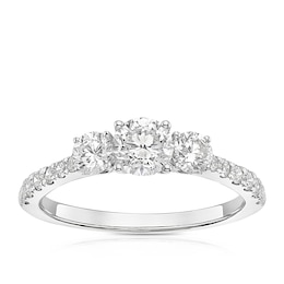 18ct White Gold 1ct Diamond Trilogy Ring