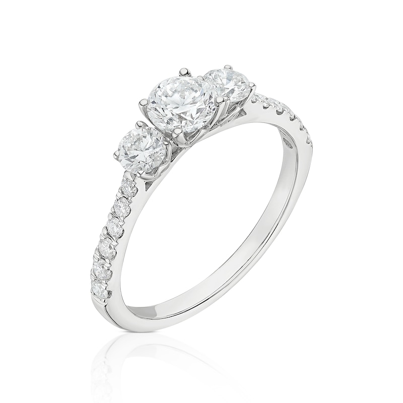 Main Image 2 of 18ct White Gold 1ct Diamond Trilogy Ring