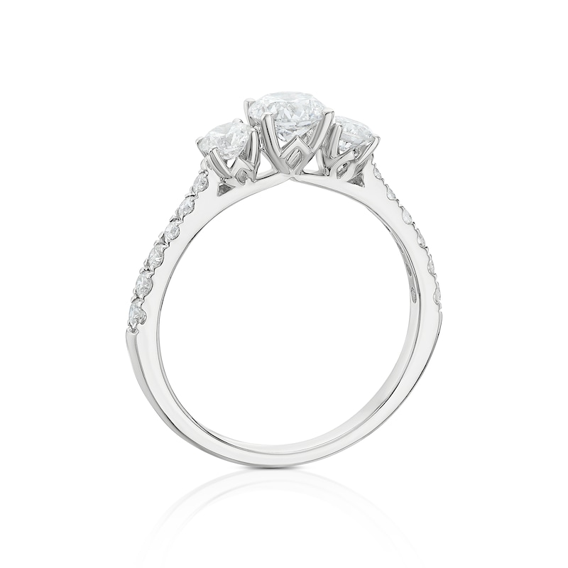 Main Image 3 of 18ct White Gold 1ct Diamond Trilogy Ring