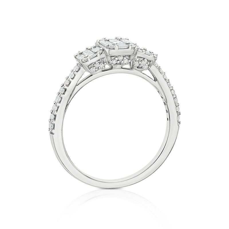 Main Image 3 of 9ct White Gold 0.50ct Diamond Trilogy Ring