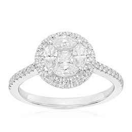 Platinum 0.75ct Diamond Mixed Cut Cluster Ring