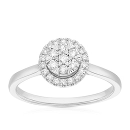 9ct White Gold 0.25ct Diamond Round Cluster Ring